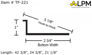 TF-221 Frost Acrylic Under Cabinet Lens 2 3/4" Wide x 1" High
