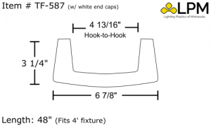 TF-587 - 4ft Wrap Around Lens 6 7/8" Wide x 3 1/4" High with End Caps