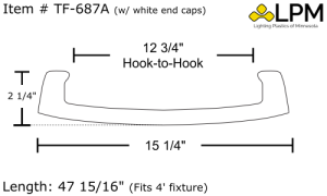 TF-687 - 4ft Wrap Around Lens 15 1/4" Wide x 2 1/4" High with End Caps