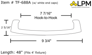 TF-688 - 4ft Wrap Around Lens 9 3/4" Wide x 2 5/16" High With OR Without End Caps