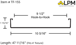 TF-155 - 4ft Wrap Around Lens 10 5/16" Wide x 1 15/16" High
