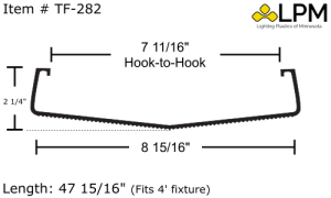 TF-282 - 4ft Wrap Around Lens 8 15/16" Wide x 2 1/8" High