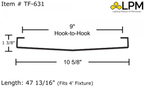 TF-631 - 4ft Wrap Around Lens 10 5/8" Wide x 1 3/8" High