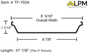 TF-705A 4ft Wrap Around Lens 8 5/16" Wide x 1 5/16" High