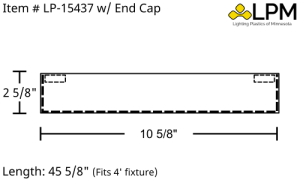 LP-15437- 4ft Wrap Style Lens 10 5/8" Wide with Full End Caps