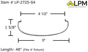 LP-2725-S4 4ft Satin Opal Acrylic Extruded Diffuser 5" Wide X 1 5/8" Deep X 4ft