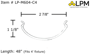 LP-M604-C4 4ft Clear Linear/Ribbed Acrylic Extruded Cooler Lens 2 7/8" Wide X 1 1/8" Deep X 4ft