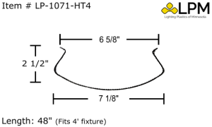 LP-1071-HT4  4ft Hi Trans Frost Acrylic Extruded Lens 7 1/8"Wide X 2 1/2" Deep