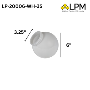 LP-20006-WH-3S White 6" Acrylic Globe with 3" Threaded Neck