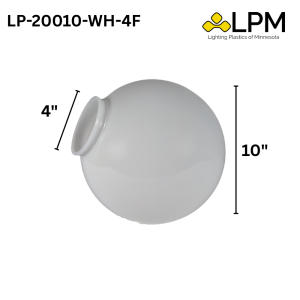 LP-20010-WH-4F White 10" Acrylic Globe with 4" Neck