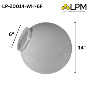 LP-20014-WH-6F White 14" Acrylic Globe with 6" Neck