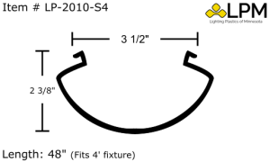 LP-2010-S4  4ft Frost Acrylic Extruded Lens 4 5/8" X 2 3/8"