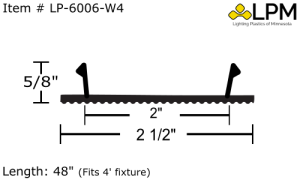 LP-6006-W4  4ft White Acrylic Low Profile Lens 2 1/2" Wide X 5/8" Deep